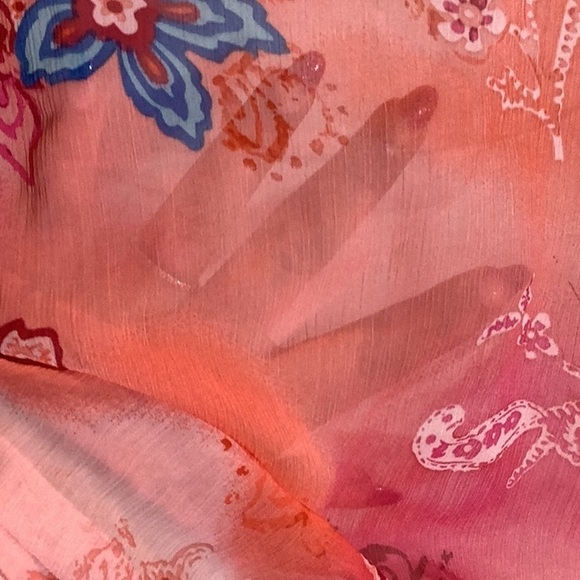 Daisy Fuentes - Sz XL - boho cover up shirt wide sleeves floral transparent - Picture 4 of 5